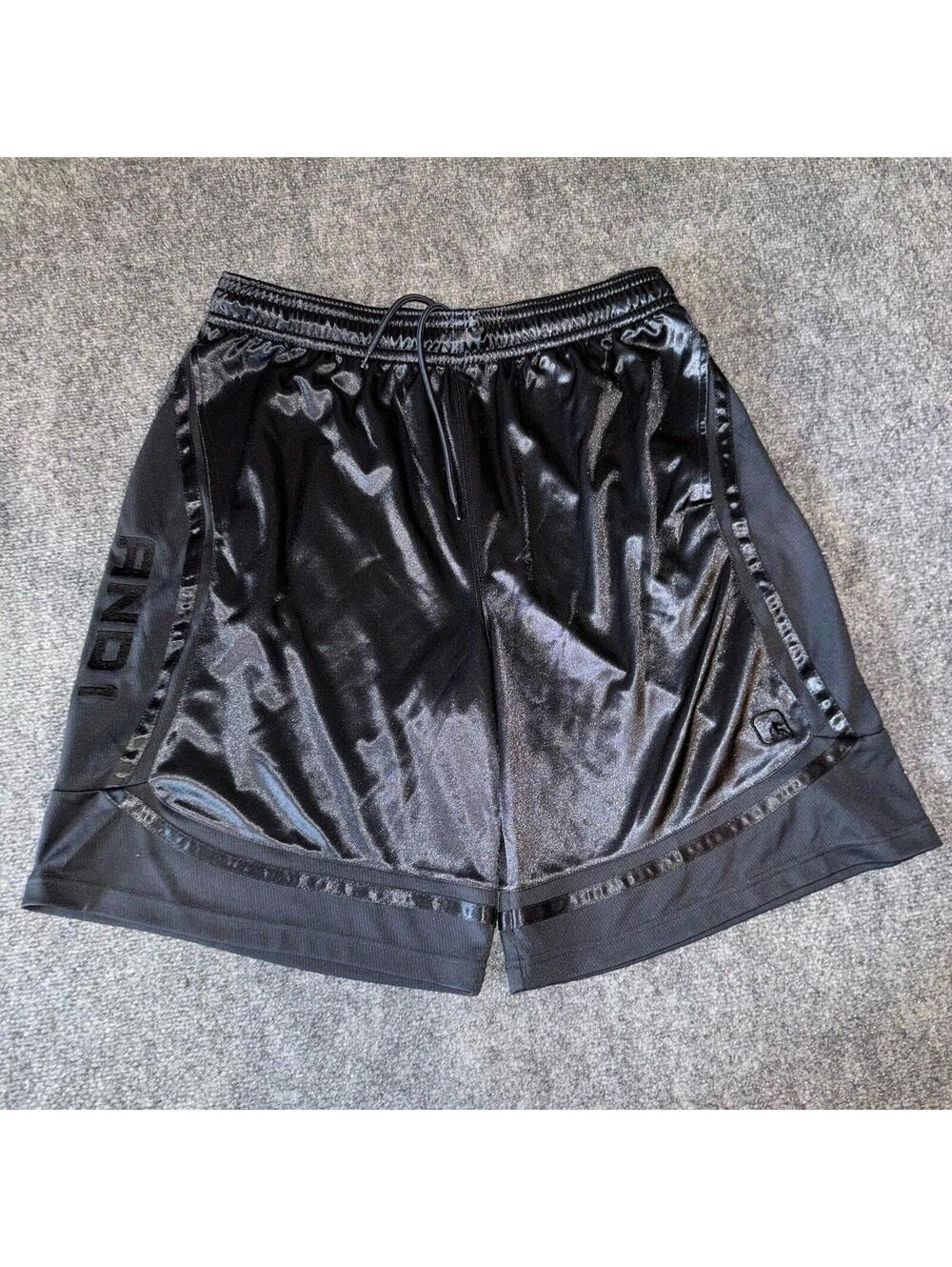 AND1 Black Baggy Dazzle Hoop Shorts Mens XL Vtg y2k 90s Rare